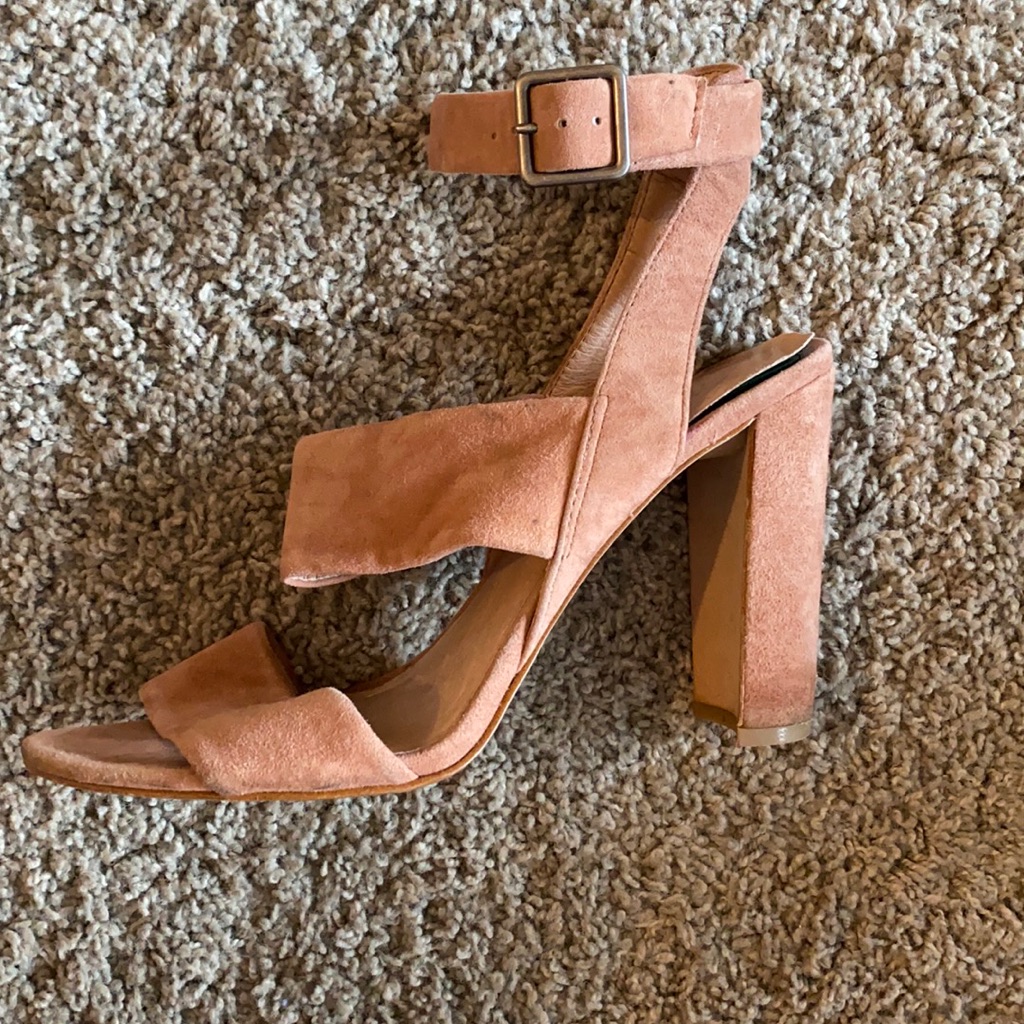 Madewell Blush Suede Block Sandals Size 9